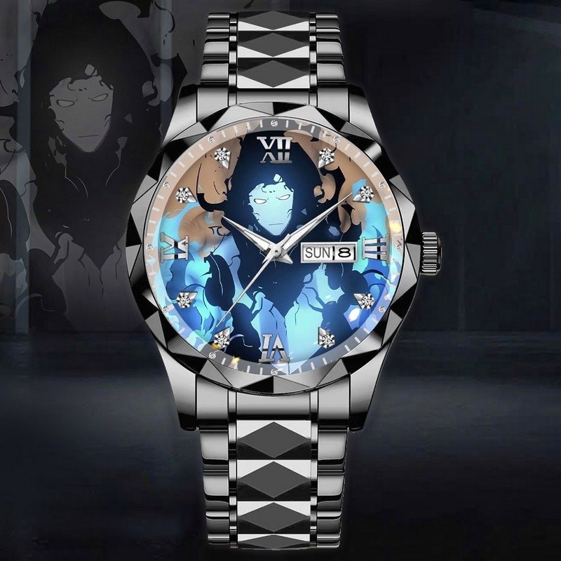 Blue Flame Slash Solo Leveling Stainless Steel Watch